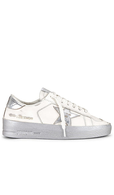 Golden Goose Stardan Sneaker in White | White & Silver Lifestyle Sneakers for Women
