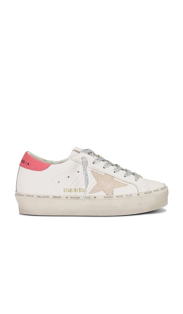 Golden Goose Hi Star Sneaker in White | White  Taupe  & Mineral Red Lifestyle Sneakers for Women