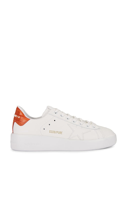 Golden Goose Pure Star Sneaker in White | White & Orange Lifestyle Sneakers for Women