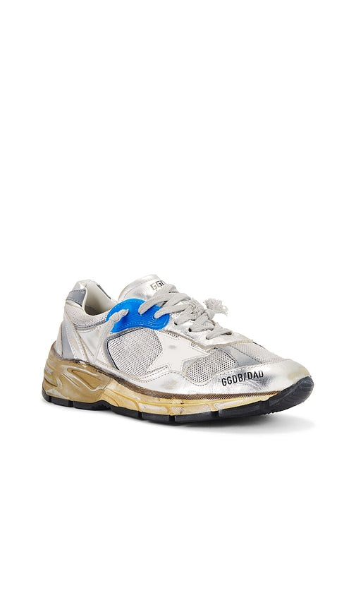 Golden Goose Running Dad Sneaker in Metallic Silver