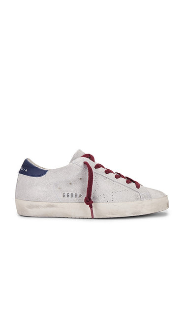Golden Goose Super Star Sneaker in Metallic Silver | Silver White & Blue Lifestyle Sneakers for Women