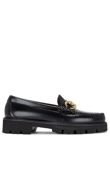 G.H.BASS Lincoln Super Bit Super Lug in Black | Men's Loafers in Black