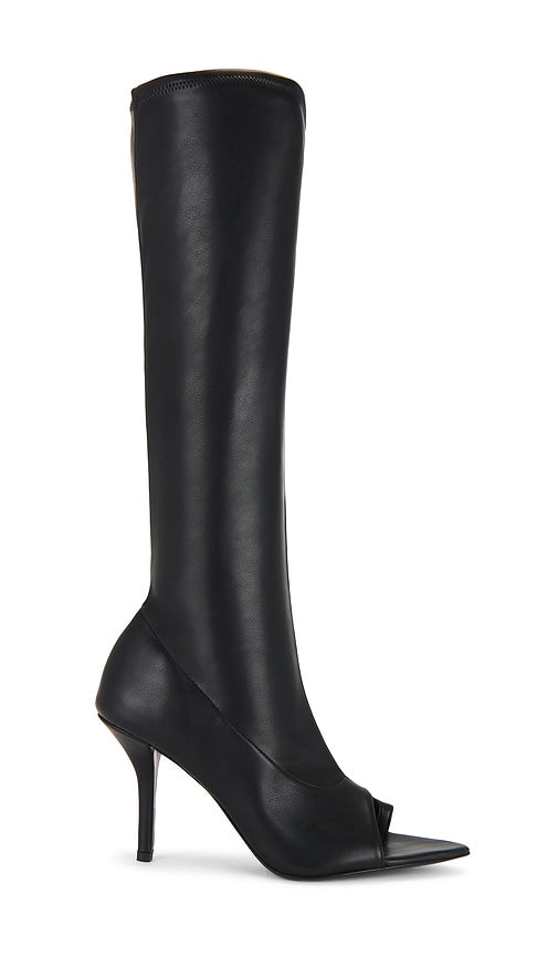 GIA BORGHINI Freya Boot in Black | Black Open Toe Heels for Women