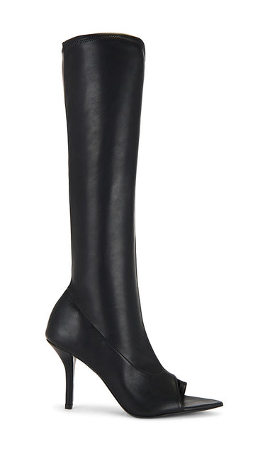 GIA BORGHINI Freya Boot in Black | Black Open Toe Heels for Women