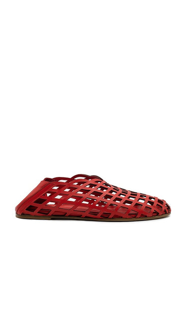 GIA BORGHINI x Helsa Peek-a-boo Ballerina Flat in Red | Red Ballet Flats for Women