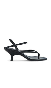 GIA BORGHINI x The Grandquist The Thong Sandal in Black | Black Heeled Sandals for Women