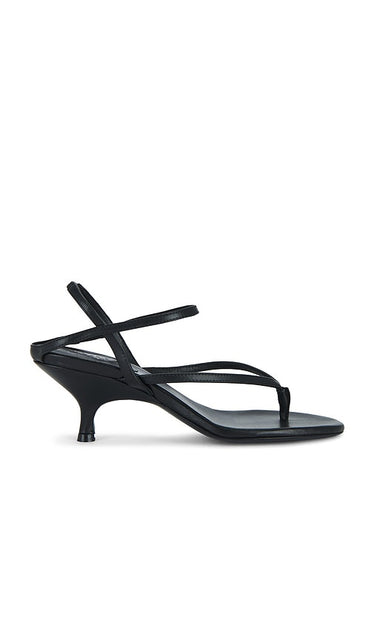 GIA BORGHINI x The Grandquist The Thong Sandal in Black | Black Heeled Sandals for Women