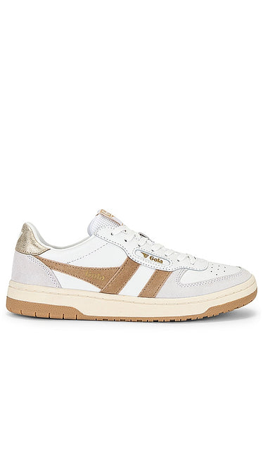 Gola Hawk Sneaker in Tan | White  Light Caramel  & Gold Low Top Sneakers for Women