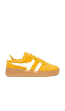 Gola Women's Grandslam Suede Sneakers in Mustard | Sun & Off White & Gum Low Top Sneakers for Women
