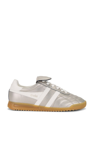 Gola Women's Stadium '86 Sneakers in Metallic Silver | Champagne & Off White Low Top Sneakers for Women