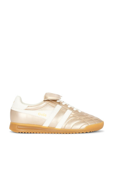 Gola Women's Stadium '86 Sneakers in Metallic Gold | Gold & Off White Low Top Sneakers for Women