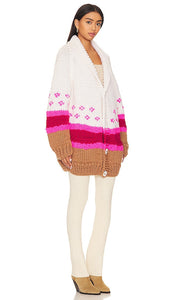 GOGO Sweaters Stripe Cardigan in White