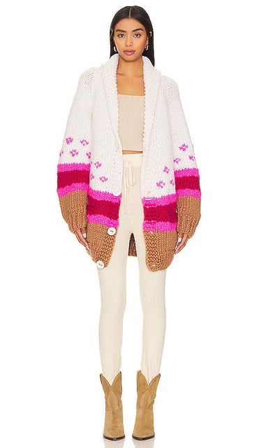 GOGO Sweaters Stripe Cardigan in White - GOGO Sweaters Cardigan rayé en blanc - GOGO 毛衣 白色条纹开衫 - GOGO Sweaters Streifen-Cardigan in Weiß - GOGO 스웨터 스트라이프 가디건 화이트 색상 - Cardigan a righe maglioni GOGO in bianco