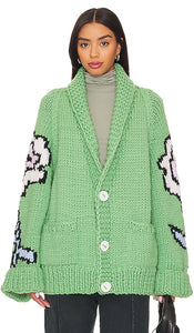 GOGO Sweaters Flower Jacket in Green - GOGO Sweaters Veste fleurie en vert - GOGO 毛衣 绿色花朵外套 - GOGO Sweaters Blumenjacke in Grün - GOGO 스웨터 플라워 자켓 그린 색상 - GOGO Maglioni Giacca a fiori in verde