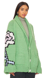 GOGO Sweaters Flower Jacket in Green