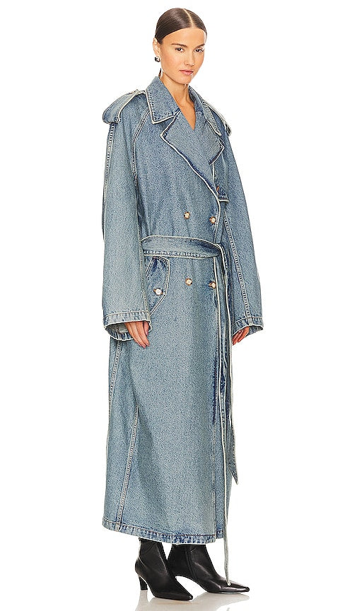 GRLFRND Adrienne Trench in Blue