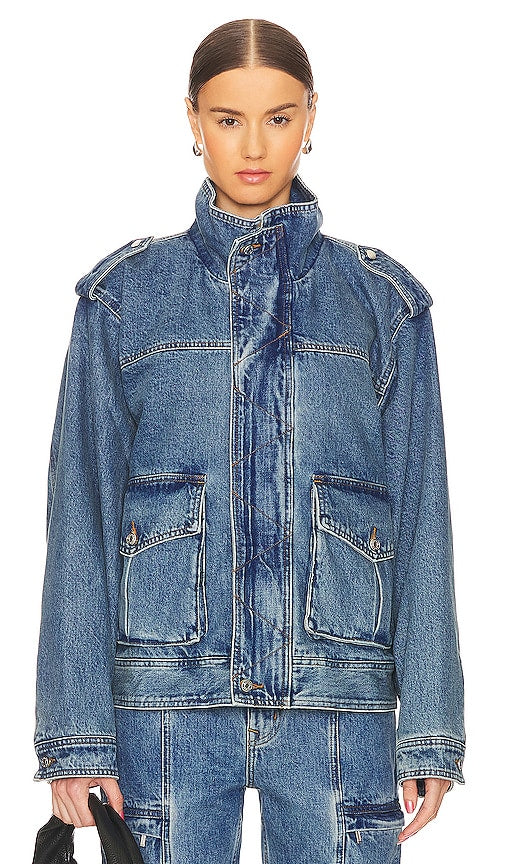 GRLFRND Arden Cargo Jacket in Blue - GRLFRND - Veste cargo Arden en bleu - GRLFRND Arden 蓝色工装夹克 - GRLFRND Arden Cargojacke in Blau - GRLFRND 아덴 카고 재킷블루 색상 - Giacca cargo Arden GRLFRND in blu