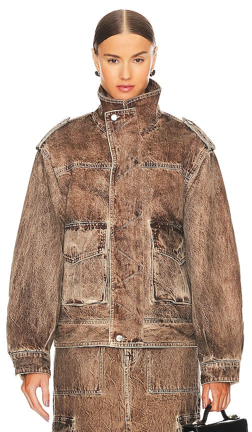 GRLFRND Arden Cargo Jacket in Brown
