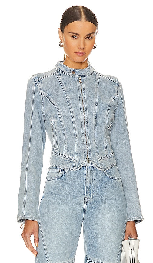 GRLFRND Ash Racer Jacket in Blue - Veste GRLFRND Ash Racer en bleu - GRLFRND Ash 蓝色赛车夹克 - GRLFRND Ash Racer Jacke in Blau - GRLFRND 애쉬 레이서 재킷 - Giacca GRLFRND Ash Racer in blu