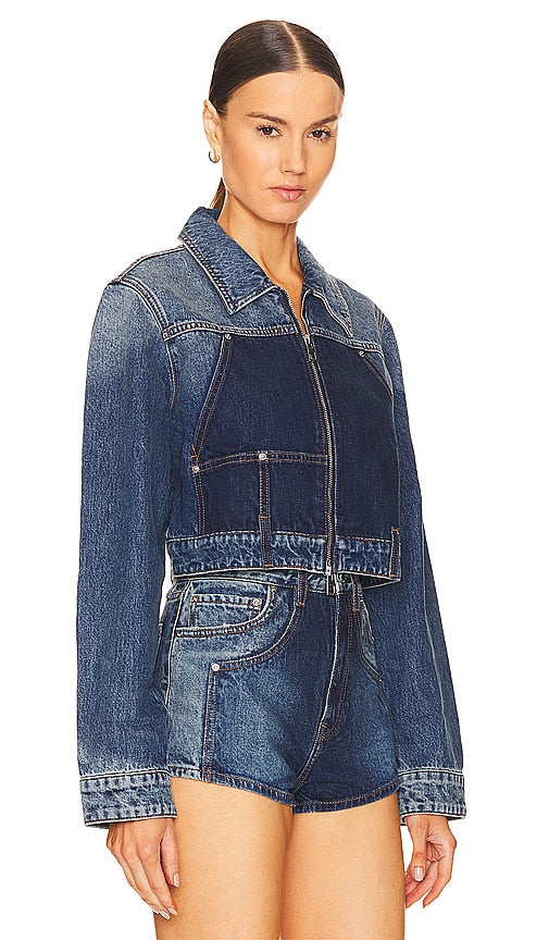 GRLFRND Avery Two Tone Utility Jacket in Blue
