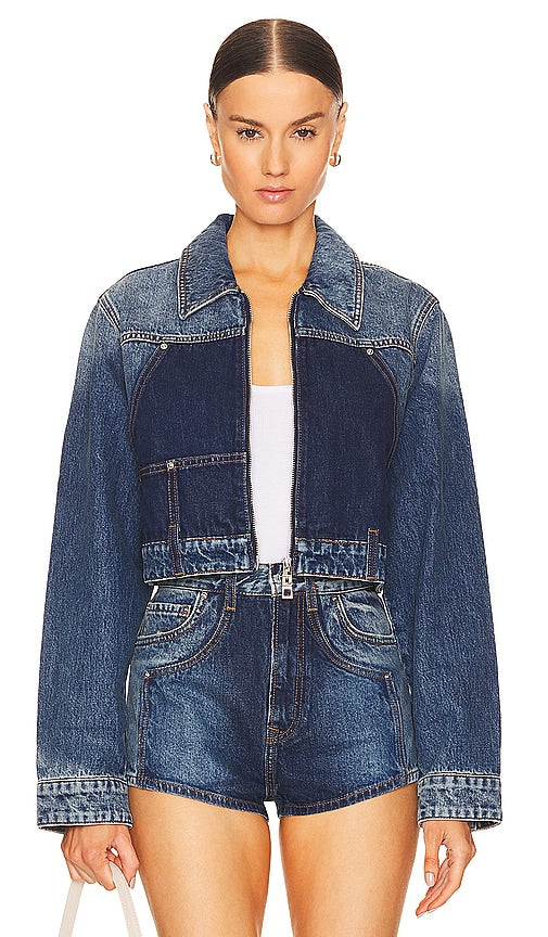 GRLFRND Avery Two Tone Utility Jacket in Blue - GRLFRND Avery - Veste utilitaire bicolore en bleu - GRLFRND Avery 蓝色两色工装夹克 - GRLFRND Avery Two Tone Utility-Jacke in Blau - GRLFRND 에이버리 투톤 유틸리티 재킷블루 색상 - GRLFRND Giacca utility Avery bicolore in blu