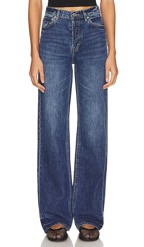 GRLFRND Brooklyn High Rise Loose Straight in Blue - GRLFRND Brooklyn - Coupe droite ample taille haute en bleu - GRLFRND 布鲁克林高腰宽松直筒裤（蓝色） - GRLFRND Brooklyn High Rise Loose Straight in Blau - GRLFRND 브루클린 하이라이즈 루즈 스트레이트 블루 색상 - GRLFRND Brooklyn a vita alta ampio dritto in blu