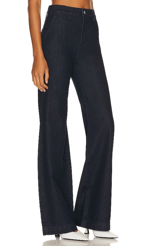 GRLFRND Camille High Rise Flared Trouser in Blue