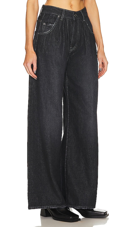 GRLFRND Chloe High Rise Pleated Wide Leg in Black