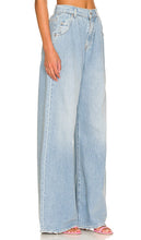 GRLFRND Chloe High Rise Pleated Wide Leg in Blue