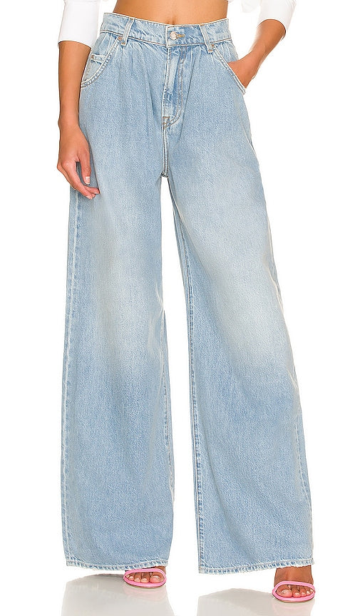 GRLFRND Chloe High Rise Pleated Wide Leg in Blue - GRLFRND Chloe jambe large plissée taille haute en bleu - GRLFRND Chloe 高腰褶裥阔腿裤（蓝色） - GRLFRND Chloe High Rise Plissee Wide Leg in Blau - GRLFRND Chloe 하이 라이즈 플리츠 와이드 레그 블루 색상 - GRLFRND Chloe gamba larga a pieghe a vita alta in blu