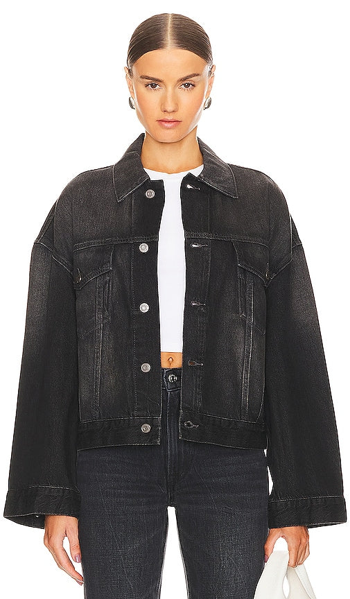 GRLFRND Christi Oversized Denim Jacket in Black - GRLFRND Christi - Veste en jean surdimensionnée en noir - GRLFRND Christi 黑色大廓形牛仔夹克 - GRLFRND Christi übergroße Jeansjacke in Schwarz - GRLFRND Christi 오버사이즈 데님 재킷블랙 색상 - GRLFRND Giacca di jeans oversize Christi in nero