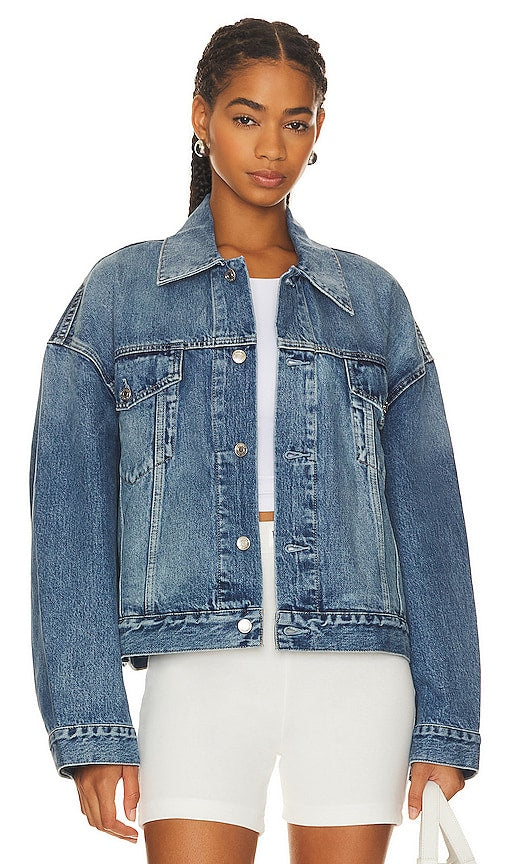 GRLFRND Christi Oversized Denim Jacket in Blue - GRLFRND Christi - Veste en jean surdimensionnée en bleu - GRLFRND Christi 蓝色大廓形牛仔夹克 - GRLFRND Christi übergroße Jeansjacke in Blau - GRLFRND 크리스티 오버사이즈 데님 재킷블루 색상 - GRLFRND Giacca di jeans oversize Christi in blu