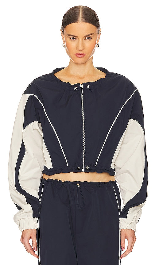 GRLFRND Cinched Bomber Jacket in Navy