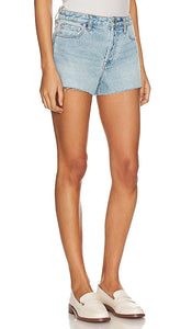 GRLFRND Cindy High Rise Cut Off in Blue