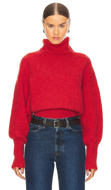 GRLFRND Elya Turtleneck Sweater in Red - GRLFRND Pull à col roulé Elya en rouge - GRLFRND Elya 红色高领毛衣 - GRLFRND Elya Rollkragenpullover in Rot - GRLFRND Elya 터틀넥 스웨터레드 색상 - GRLFRND Maglione dolcevita Elya in rosso