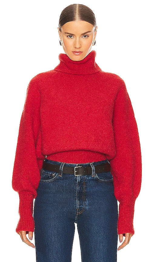 GRLFRND Elya Turtleneck Sweater in Red - GRLFRND Pull à col roulé Elya en rouge - GRLFRND Elya 红色高领毛衣 - GRLFRND Elya Rollkragenpullover in Rot - GRLFRND Elya 터틀넥 스웨터레드 색상 - GRLFRND Maglione dolcevita Elya in rosso