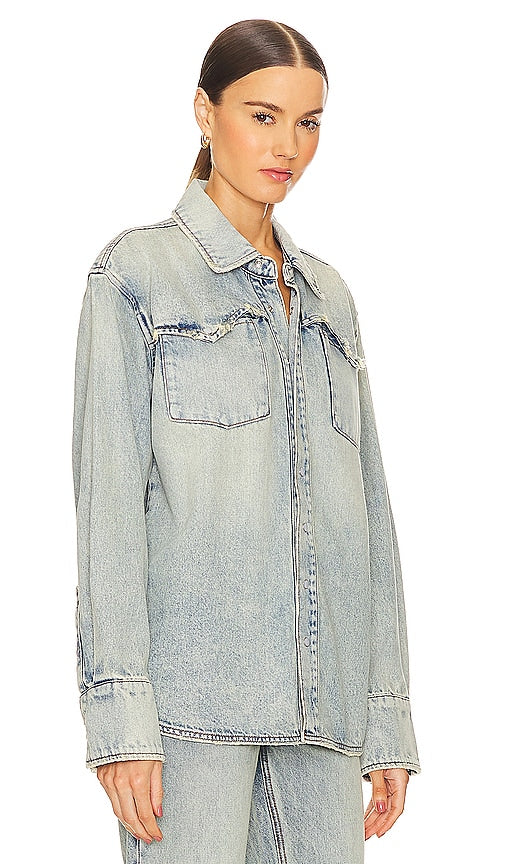 GRLFRND Emerson Western Shirt Jacket in Blue