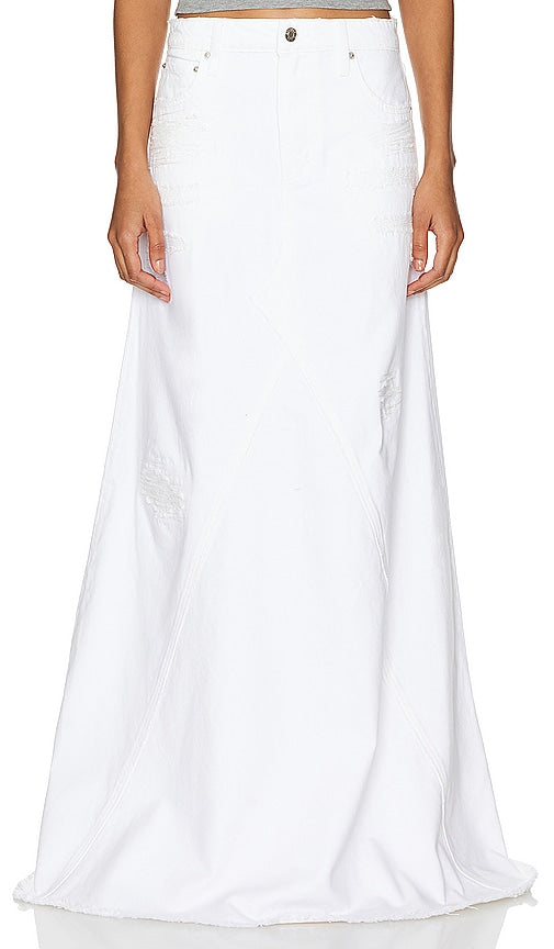 GRLFRND Fiona Godet Maxi Skirt in White - GRLFRND - Jupe longue Fiona Godet en blanc - GRLFRND Fiona Godet 白色长裙 - GRLFRND Fiona Godet Maxirock in Weiß - GRLFRND Fiona Godet 맥시 스커트 화이트 색상 - GRLFRND Gonna lunga Fiona Godet in bianco