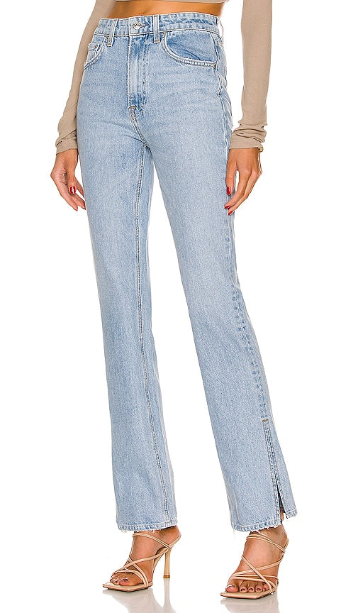GRLFRND Harlow High Rise Boot Slit in Blue - GRLFRND Harlow - Bottes hautes fendues - Bleu - GRLFRND Harlow 蓝色开衩高腰靴 - GRLFRND Harlow High Rise Boot Slit in Blau - GRLFRND Harlow 하이 라이즈 부츠 슬릿 블루 색상 - GRLFRND Stivale alto con fessura Harlow in blu