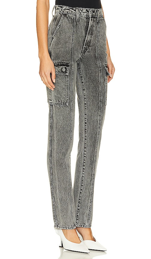 GRLFRND Harper High Rise Slim Cargo in Grey