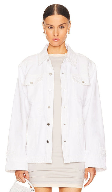 GRLFRND Jessie Body Drill Shirt Jacket in White - GRLFRND Jessie Body Drill - Veste chemise en blanc - GRLFRND Jessie Body Drill 白色衬衫夹克 - GRLFRND Jessie Body Drill Hemdjacke in Weiß - GRLFRND Jessie 바디 드릴 셔츠 재킷 화이트 색상 - GRLFRND Giacca camicia Jessie Body Drill in bianco