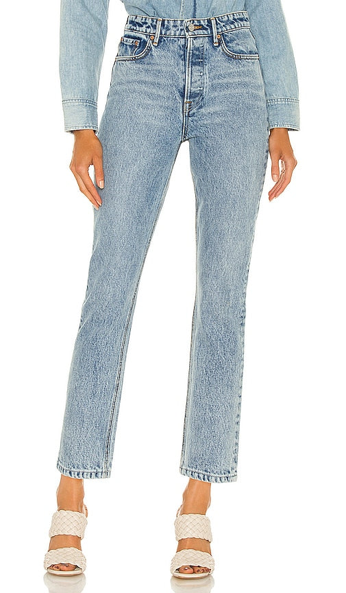 GRLFRND Karolina High Rise Straight Crop in Blue - GRLFRND Karolina - Short droit taille haute en bleu - GRLFRND Karolina 高腰直筒短款蓝色 - GRLFRND Karolina High Rise Straight Crop in Blau - GRLFRND Karolina 하이라이즈 스트레이트 크롭 색상 - GRLFRND Karolina Crop dritto a vita alta in blu