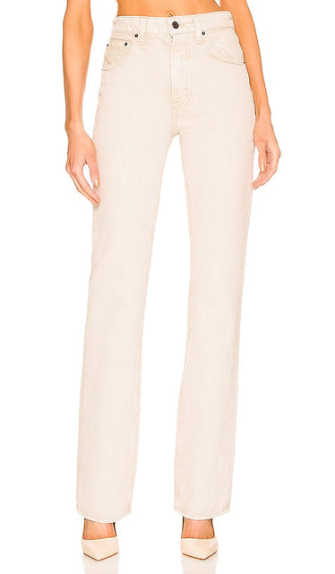 GRLFRND Melanie High Rise Boot Cut in Beige - GRLFRND Melanie - Bottines taille haute en beige - GRLFRND Melanie 米色高腰靴型剪裁 - GRLFRND Melanie High Rise Boot Cut in Beige - GRLFRND Melanie 하이라이즈 부츠컷 베이지 색상 - GRLFRND Stivale alto Melanie tagliato in beige