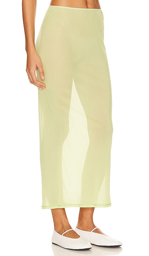 GRLFRND Mesh Midi Skirt in Green