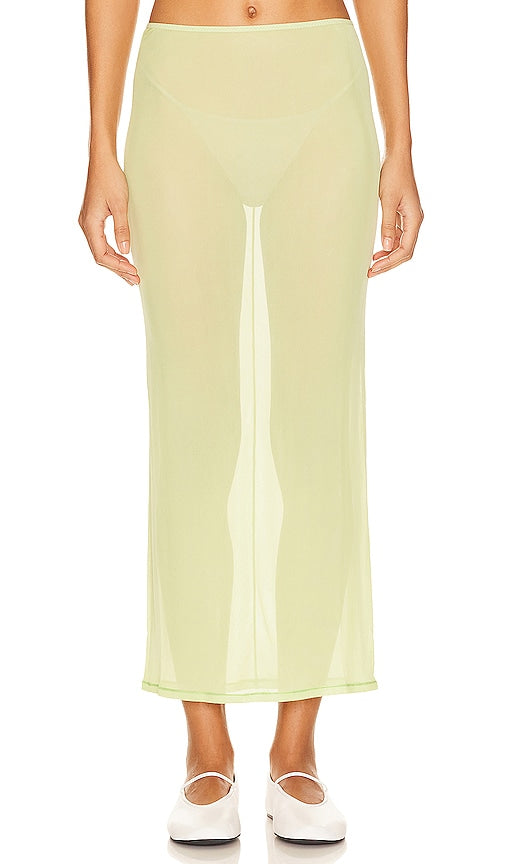 GRLFRND Mesh Midi Skirt in Green - GRLFRND Jupe mi-longue en maille verte - GRLFRND 绿色网眼中长裙 - GRLFRND Netz-Midirock in Grün - GRLFRND 메시 미디 스커트 - GRLFRND Gonna longuette in rete in verde