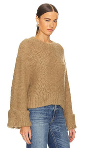 GRLFRND Open Stitch Knit Sweater in Tan