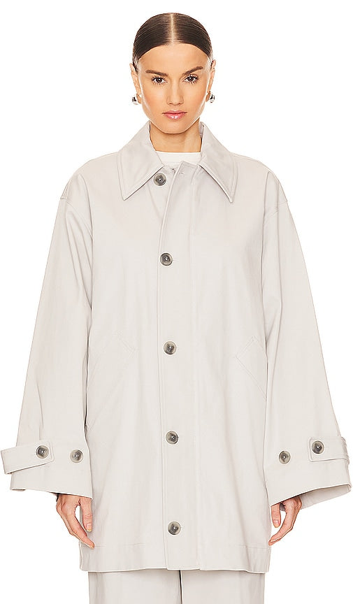 GRLFRND Oversized Car Coat in Light Grey