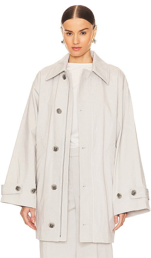 GRLFRND Oversized Car Coat in Light Grey