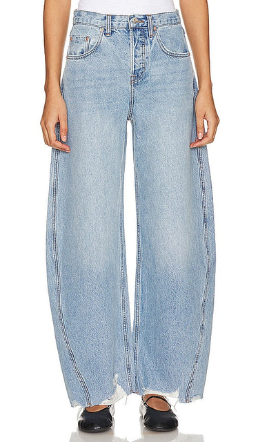 GRLFRND Paola Barrel Leg Jean in Blue - GRLFRND Paola - Jean à jambe cylindrique en bleu - GRLFRND Paola 蓝色桶形牛仔裤 - GRLFRND Paola Barrel Leg Jeans in Blau - GRLFRND Paola 배럴 레그 진 블루 색상 - GRLFRND Jeans Paola con gamba a botte in blu