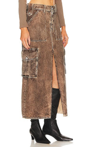 GRLFRND Raquel Cargo Skirt in Brown